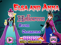 Elsa si Anna Curatenie de Halloween